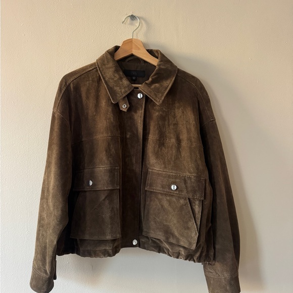 Zara Olive/Khaki Suede Biker Jacket - Women - Picture 2 of 7